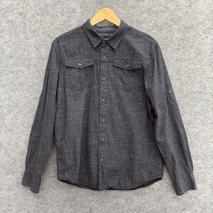 Prana Breathe Men's Western Shirt Size SMK, Black Snap Button, 100% Cotton Black